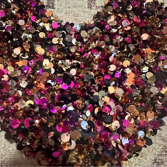 Y2k Pink, gold and black sequin shoulder bag - Picture 4 of 12